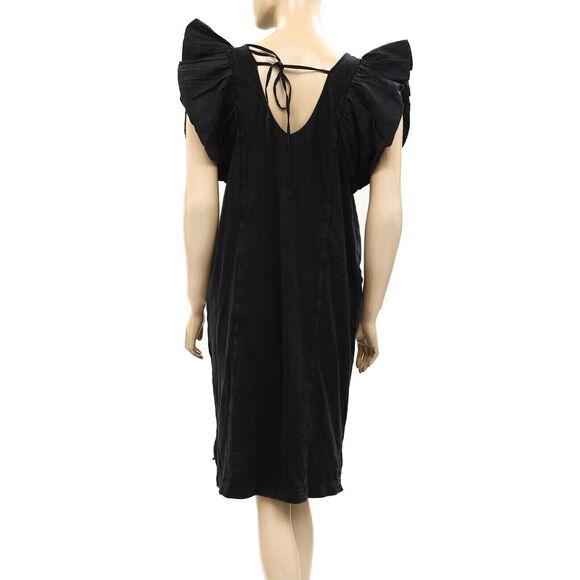 Daily Practice by Anthropologie Flutter-Sleeve Tee Dress Cotton Black S 274161 - Picture 7 of 10